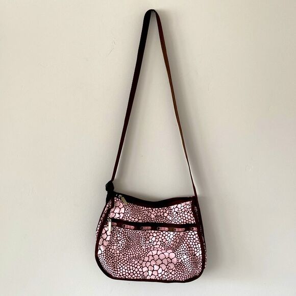 LeSportsac Pink and Brown Animal Print Crossbody Shoulder Bag Adjustable - Picture 2 of 6
